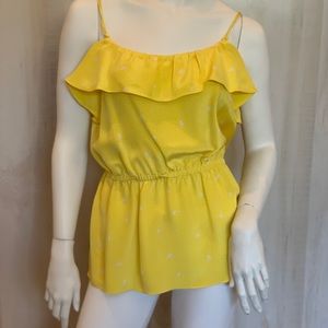 Anlo yellow spaghetti strap cinched waist top S